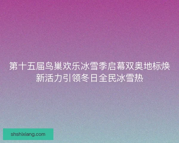 第十五届鸟巢欢乐冰雪季启幕双奥地标焕新活力引领冬日全民冰雪热